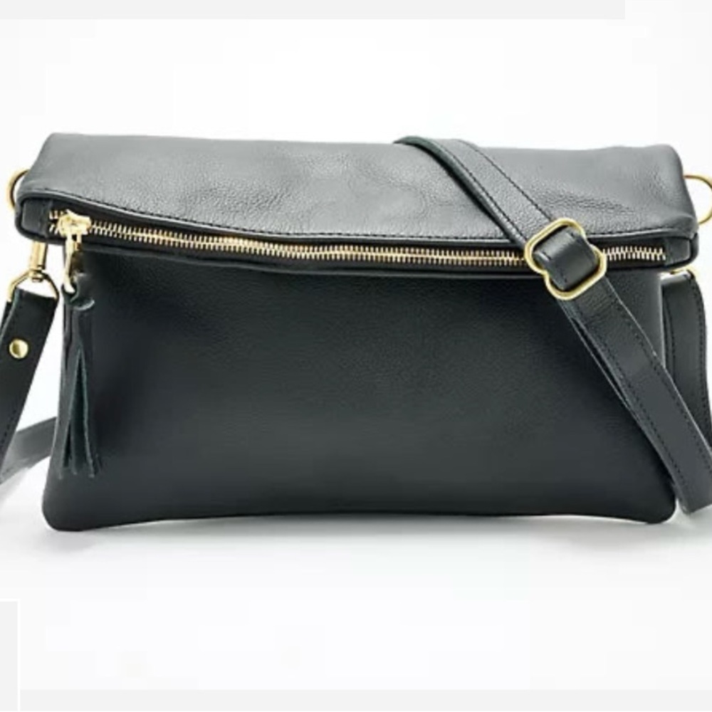 Makeda Parker Clay Black Leather Crossbody Bag